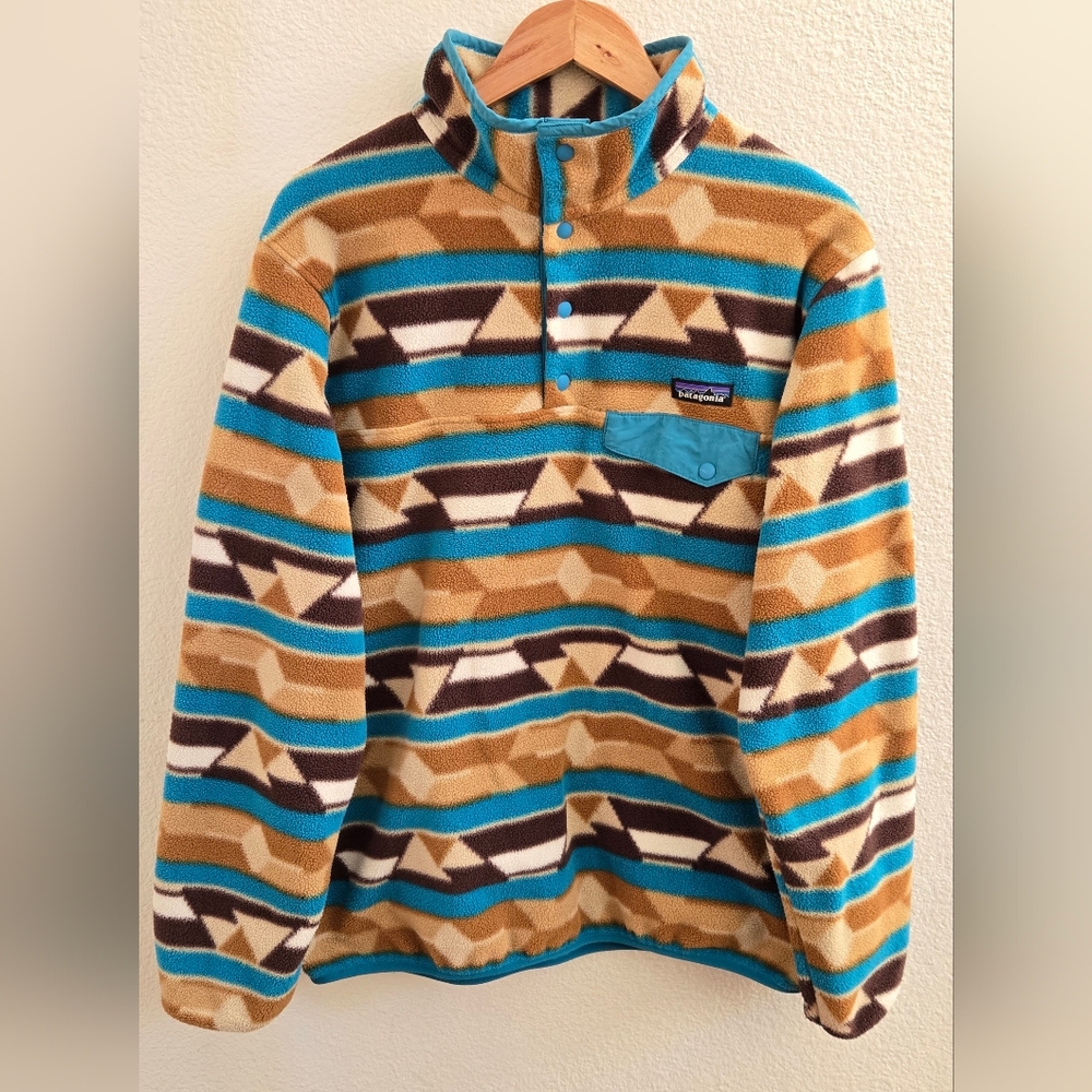 Vintage Patagonia lightweight Geometric Aztec Synchilla Snap T Pullover, Large